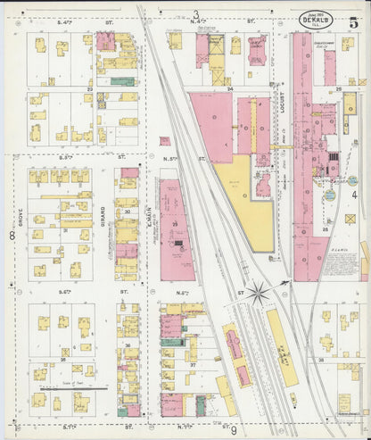 Sanborn Fire Insurance Map from De Kalb, De Kalb County, Illinois (1905), Sheet #0005 - Complete Map Set gallery image, historic Sanborn map, vintage wall art, Illinois Illinois