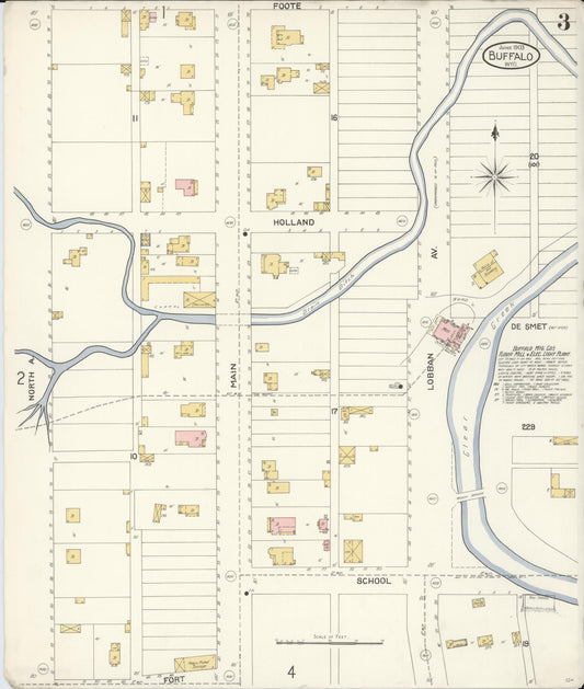 Sanborn Fire Insurance Map from Buffalo, Johnson County, Wyoming (1903), Sheet #0003 - Historic Sanborn Fire Insurance Map Print, vintage old map wall art, antique decor, genealogy gift, Wyoming Wyoming map