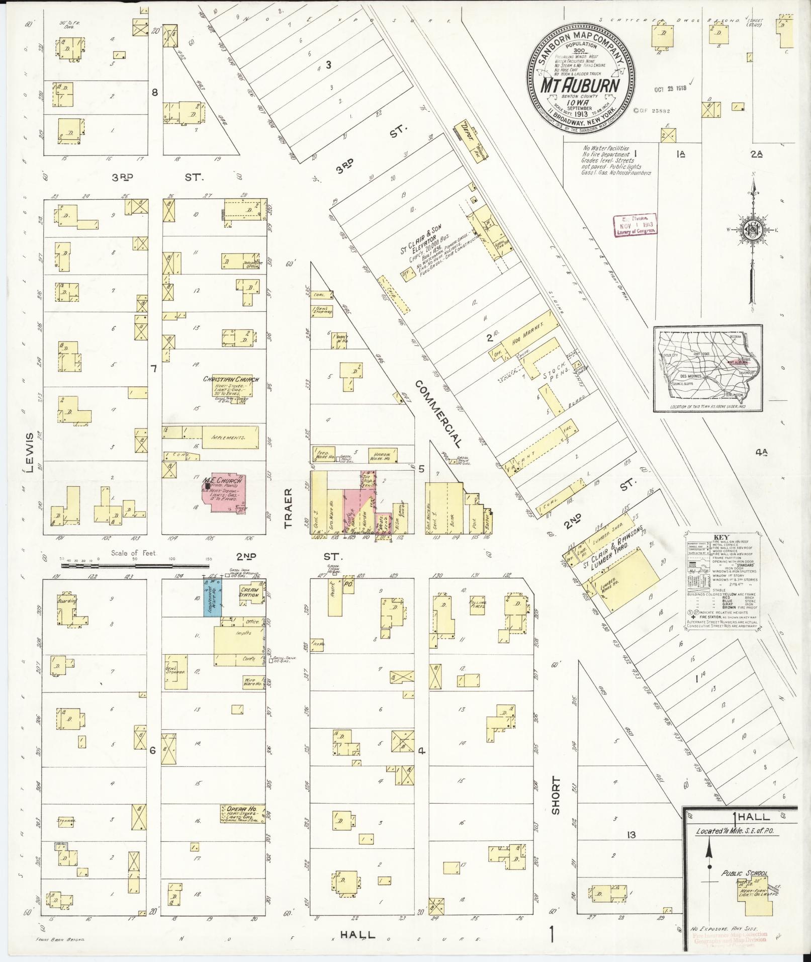 Sanborn Fire Insurance Map from Mount Auburn, Benton County, Iowa. (1913) – Map View
