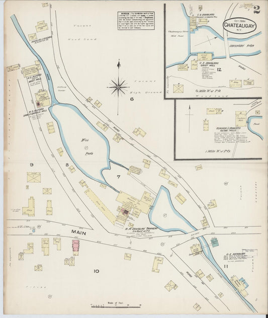 Sanborn Fire Insurance Map from Chateaugay, Franklin County, New York (1884), Sheet #0002 - Historic Sanborn Fire Insurance Map Print, vintage old map wall art, antique decor, genealogy gift, New York New York map
