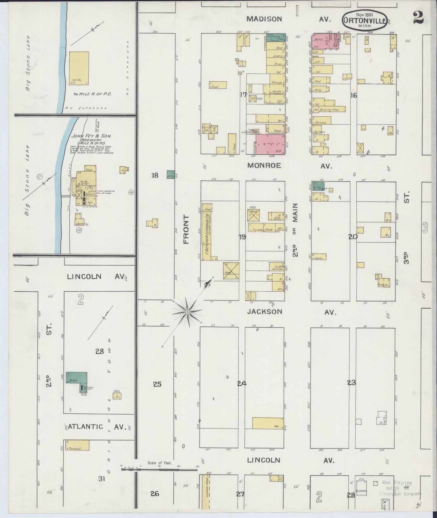 Sanborn Fire Insurance Map from Ortonville, Big Stone County, Minnesota (1893), Sheet #0002 - Complete Map Set gallery image, historic Sanborn map, vintage wall art, Minnesota Minnesota