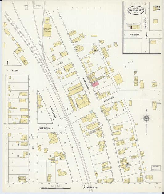 Sanborn Fire Insurance Map from Wausaukee, Marinette County, Wisconsin (1911), Sheet #0002 - Historic Sanborn Fire Insurance Map Print, vintage old map wall art, antique decor, genealogy gift, Wisconsin Wisconsin map