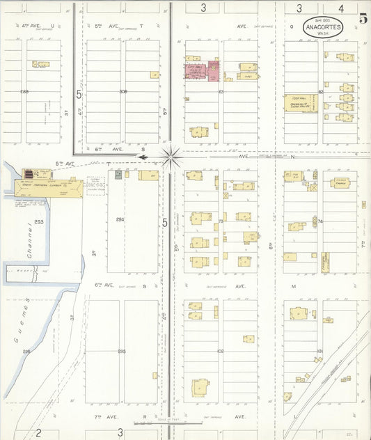 Sanborn Fire Insurance Map from Anacortes, Skagit County, Washington (1903), Sheet #0005 - Historic Sanborn Fire Insurance Map Print, vintage old map wall art, antique decor, genealogy gift, Washington Washington map