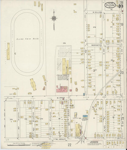 Sanborn Fire Insurance Map from Olean, Cattaraugus County, New York (1915), Sheet #0040 - Historic Sanborn Fire Insurance Map Print, vintage old map wall art, antique decor, genealogy gift, New York New York map