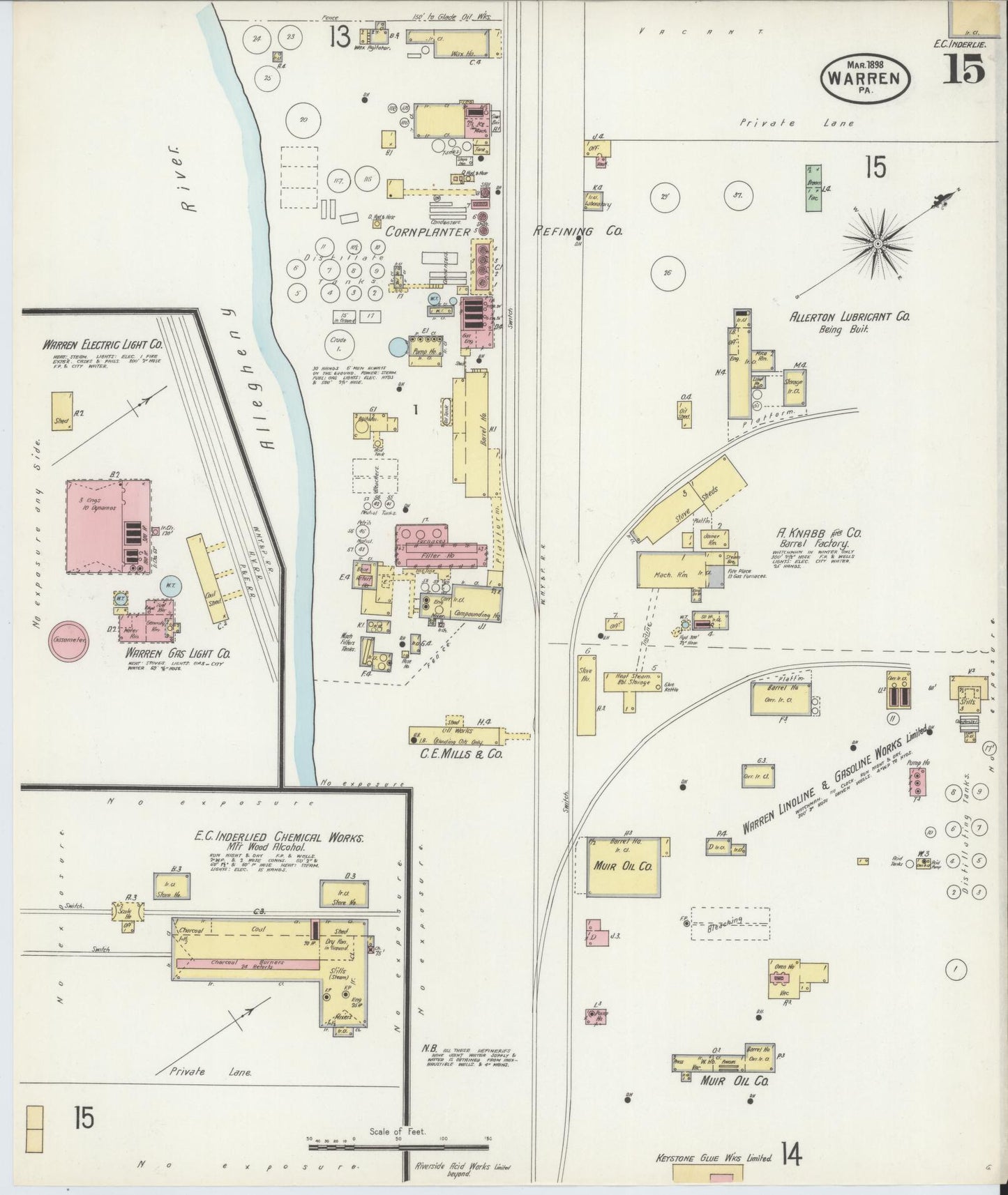 Sanborn Fire Insurance Map from Warren, Warren County, Pennsylvania (1898), Sheet #0015 - Complete Map Set gallery image, historic Sanborn map, vintage wall art, Pennsylvania Pennsylvania