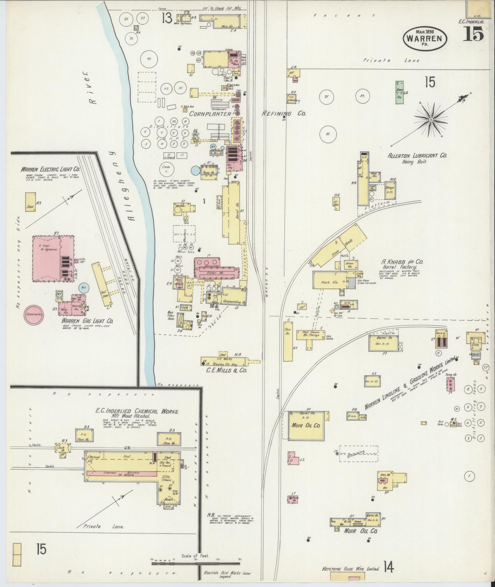 Sanborn Fire Insurance Map from Warren, Warren County, Pennsylvania (1898), Sheet #0015 - Complete Map Set gallery image, historic Sanborn map, vintage wall art, Pennsylvania Pennsylvania