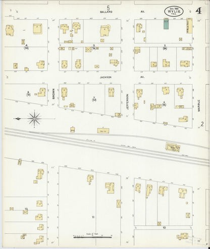 Sanborn Fire Insurance Map from Wylie, Collin County, Texas (1906), Sheet #0004 - Complete Map Set gallery image, historic Sanborn map, vintage wall art, Texas Texas