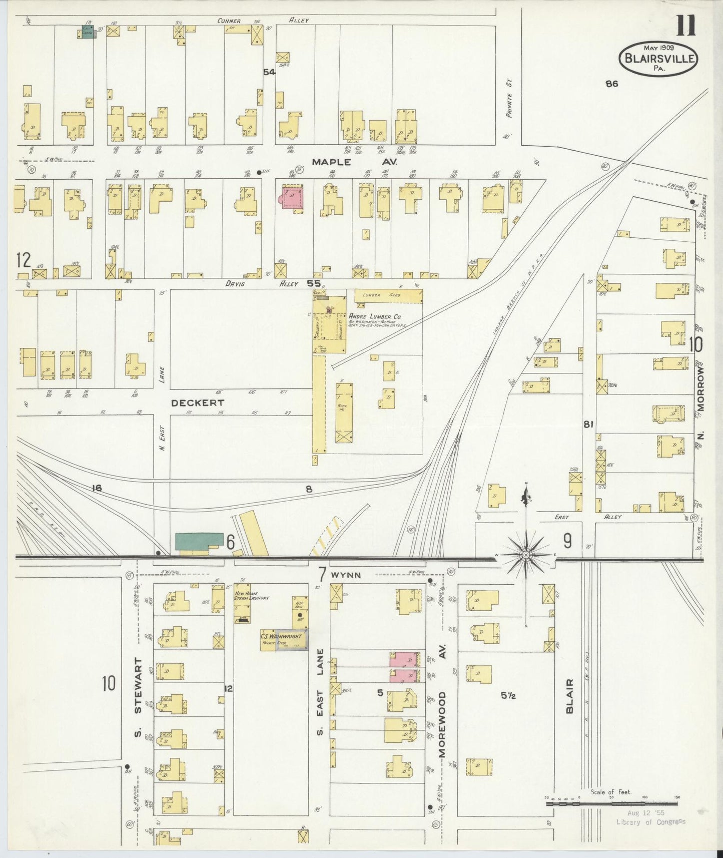 Sanborn Fire Insurance Map from Blairsville, Indiana County, Pennsylvania (1909), Sheet #0011 - Historic Sanborn Fire Insurance Map Print, vintage old map wall art, antique decor, genealogy gift, Pennsylvania Pennsylvania map