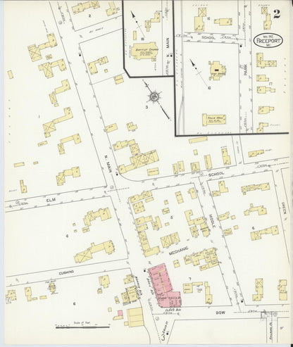 Sanborn Fire Insurance Map from Freeport, Cumberland County, Maine (1912), Sheet #0002 - Complete Map Set gallery image, historic Sanborn map, vintage wall art, Maine Maine