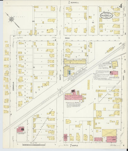 Sanborn Fire Insurance Map from Hicksville, Defiance County, Ohio (1913), Sheet #0004 - Historic Sanborn Fire Insurance Map Print, vintage old map wall art, antique decor, genealogy gift, Ohio Ohio map