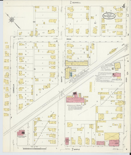 Sanborn Fire Insurance Map from Hicksville, Defiance County, Ohio (1913), Sheet #0004 - Historic Sanborn Fire Insurance Map Print, vintage old map wall art, antique decor, genealogy gift, Ohio Ohio map