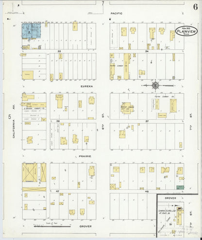 Sanborn Fire Insurance Map from Plainview, Hale County, Texas (1910), Sheet #0006 - Historic Sanborn Fire Insurance Map Print, vintage old map wall art, antique decor, genealogy gift, Texas Texas map