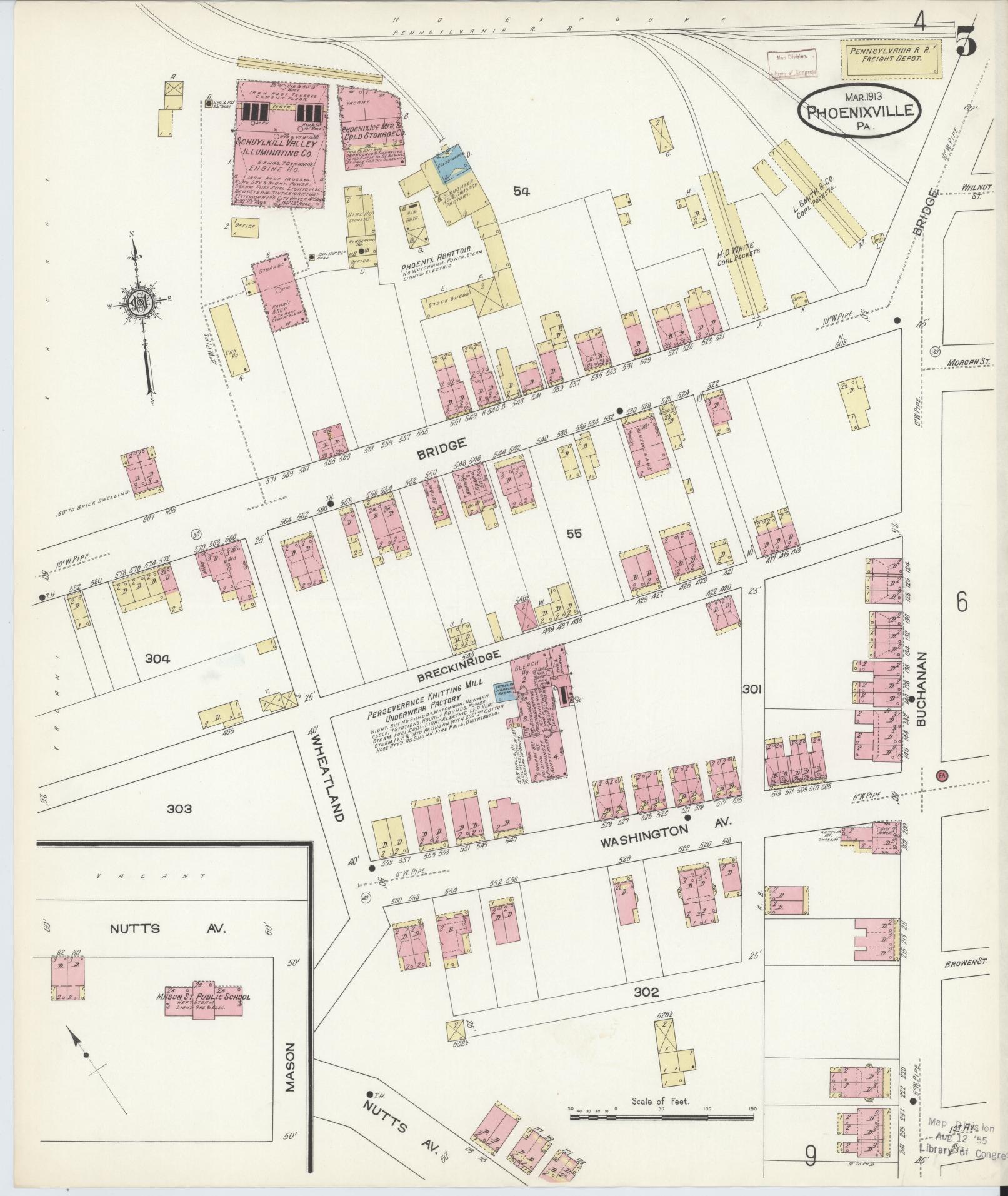 Sanborn Fire Insurance Map from Phoenixville, Chester County, Pennsylvania (1913), Sheet #0005 - Complete Map Set gallery image, historic Sanborn map, vintage wall art, Pennsylvania Pennsylvania