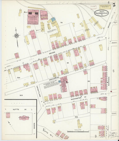 Sanborn Fire Insurance Map from Phoenixville, Chester County, Pennsylvania (1913), Sheet #0005 - Complete Map Set gallery image, historic Sanborn map, vintage wall art, Pennsylvania Pennsylvania