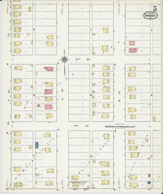 Sanborn Fire Insurance Map from Fairbury, Jefferson County, Nebraska (1921), Sheet #0005 - Historic Sanborn Fire Insurance Map Print, vintage old map wall art, antique decor, genealogy gift, Nebraska Nebraska map