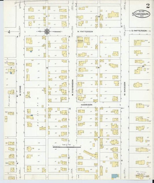 Sanborn Fire Insurance Map from Gibsonburg, Sandusky County, Ohio (1910), Sheet #0002 - Historic Sanborn Fire Insurance Map Print, vintage old map wall art, antique decor, genealogy gift, Ohio Ohio map