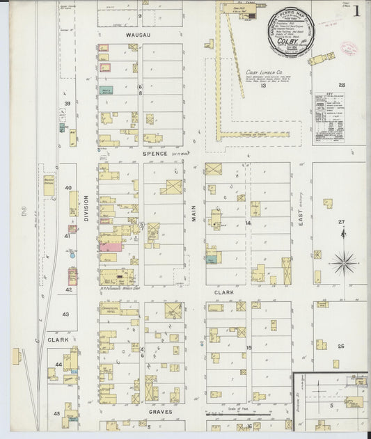 Sanborn Fire Insurance Map from Colby, Clark and Marathon Counties, Wisconsin (1894), Sheet #0001 - Historic Sanborn Fire Insurance Map Print, vintage old map wall art, antique decor, genealogy gift, Wisconsin Wisconsin map