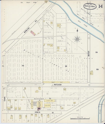 Sanborn Fire Insurance Map from Hannibal, Marion County, Missouri (1890), Sheet #0014 - Complete Map Set gallery image, historic Sanborn map, vintage wall art, Missouri Missouri
