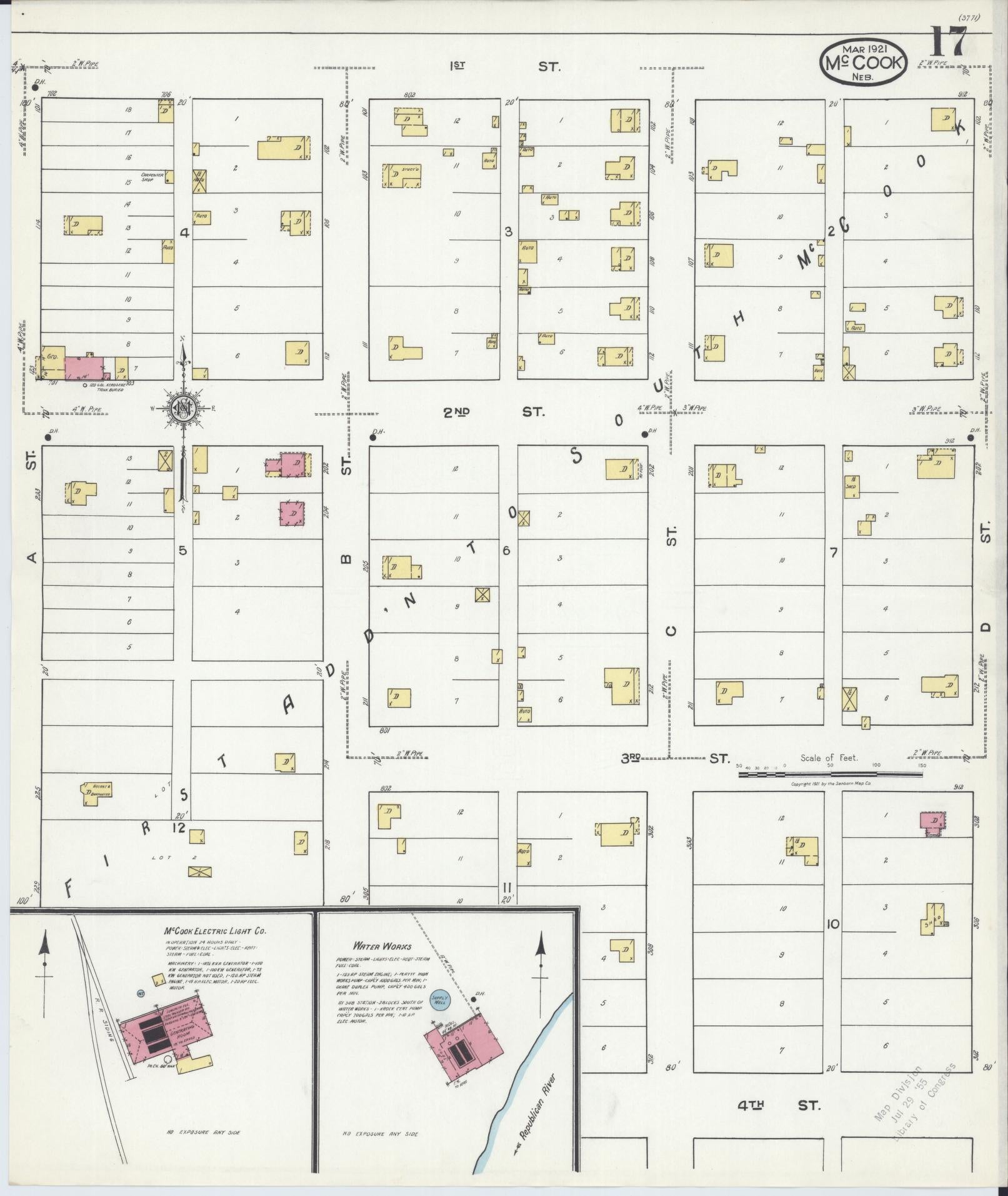 Sanborn Fire Insurance Map from Mccook, Red Willow County, Nebraska (1921), Sheet #0017 - Complete Map Set gallery image, historic Sanborn map, vintage wall art, Nebraska Nebraska