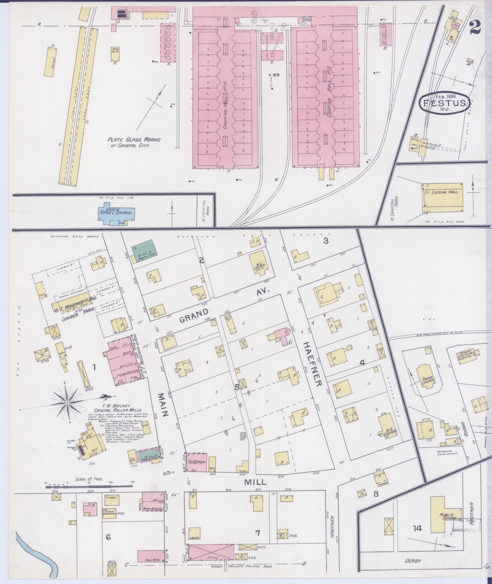 Sanborn Fire Insurance Map from Festus, Jefferson County, Missouri (1894), Sheet #0002 - Historic Sanborn Fire Insurance Map Print, vintage old map wall art, antique decor, genealogy gift, Missouri Missouri map