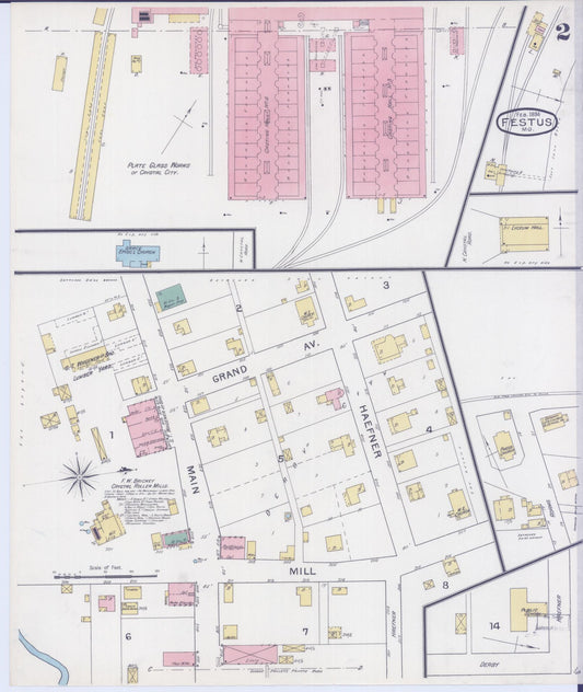 Sanborn Fire Insurance Map from Festus, Jefferson County, Missouri (1894), Sheet #0002 - Historic Sanborn Fire Insurance Map Print, vintage old map wall art, antique decor, genealogy gift, Missouri Missouri map