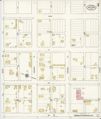 Sanborn Fire Insurance Map from Williams, Coconino County, Arizona (1910), Sheet #0003 - Complete Map Set gallery image, historic Sanborn map, vintage wall art, Arizona Arizona