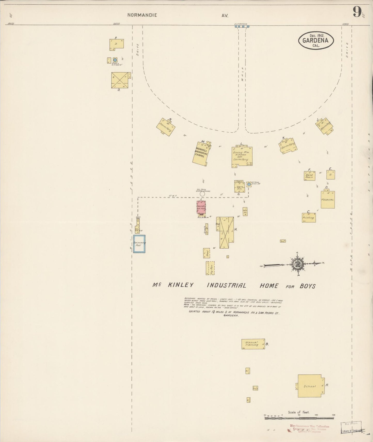 Sanborn Fire Insurance Map from Gardena, Los Angeles County, California (1912), Sheet #0009 - Historic Sanborn Fire Insurance Map Print, vintage old map wall art, antique decor, genealogy gift, California California map