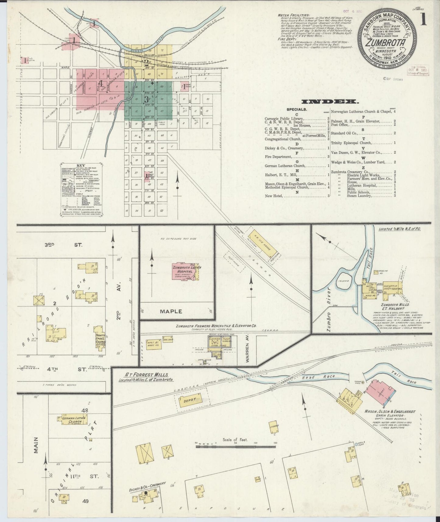Sanborn Fire Insurance Map from Zumbrota, Goodhue County, Minnesota (1910), Sheet #0001 - Complete Map Set gallery image, historic Sanborn map, vintage wall art, Minnesota Minnesota