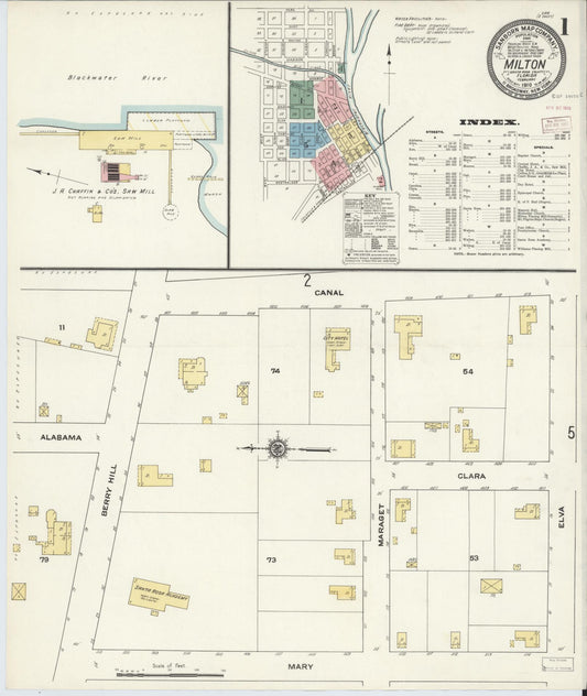 Sanborn Fire Insurance Map from Milton, Santa Rosa County, Florida. (1910) – Historic Sanborn Fire Insurance Map Print