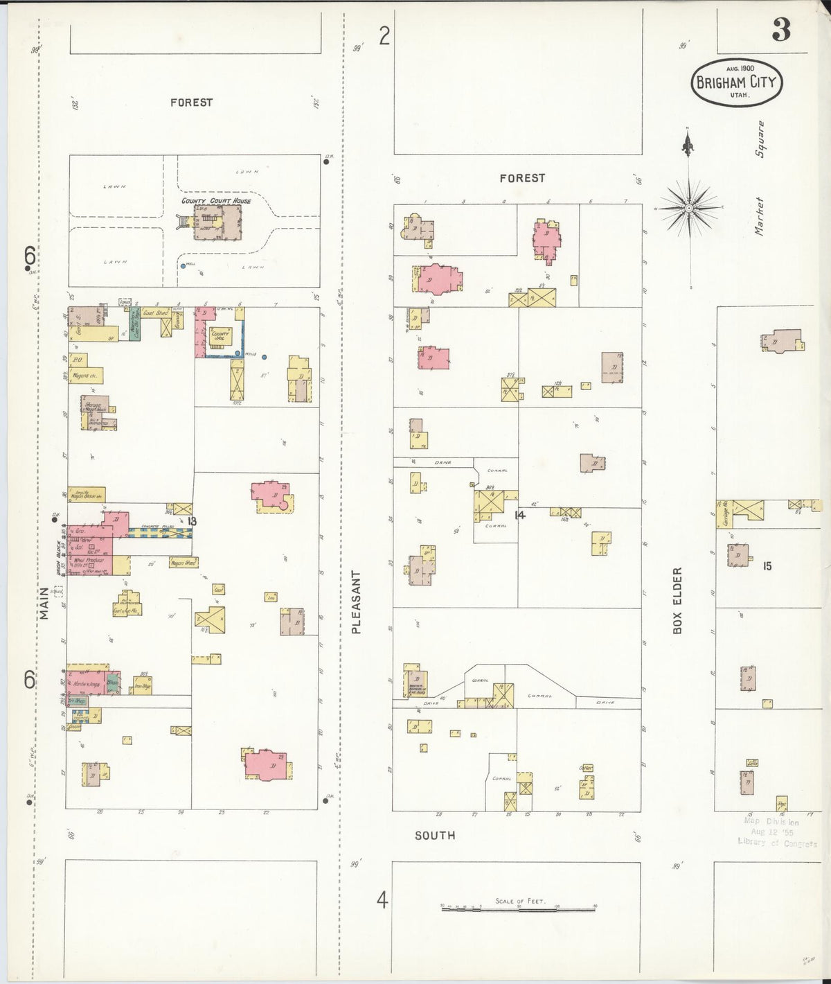 Sanborn Fire Insurance Map from Brigham City, Box Elder County, Utah (1900), Sheet #0003 - Complete Map Set gallery image, historic Sanborn map, vintage wall art, Utah Utah
