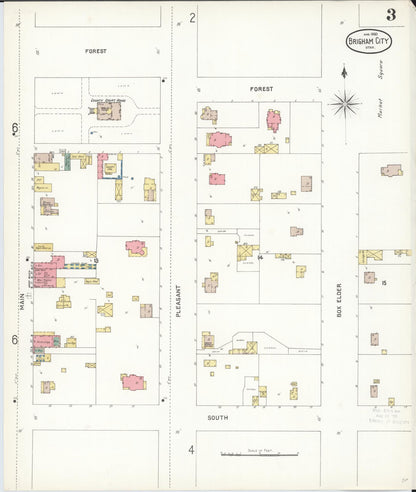 Sanborn Fire Insurance Map from Brigham City, Box Elder County, Utah (1900), Sheet #0003 - Complete Map Set gallery image, historic Sanborn map, vintage wall art, Utah Utah