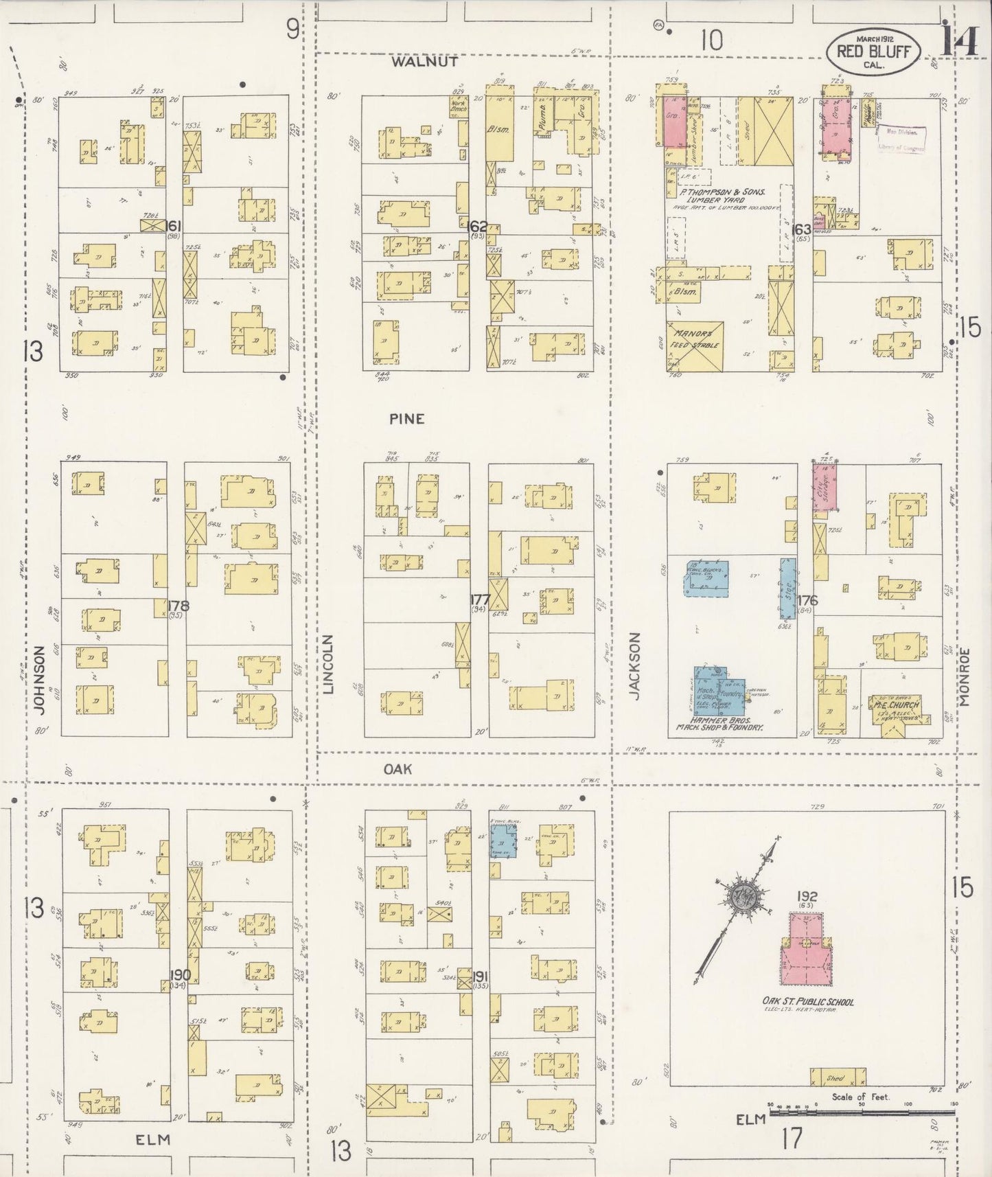 Sanborn Fire Insurance Map from Red Bluff, Tehama County, California (1912), Sheet #0014 - Complete Map Set gallery image, historic Sanborn map, vintage wall art, California California