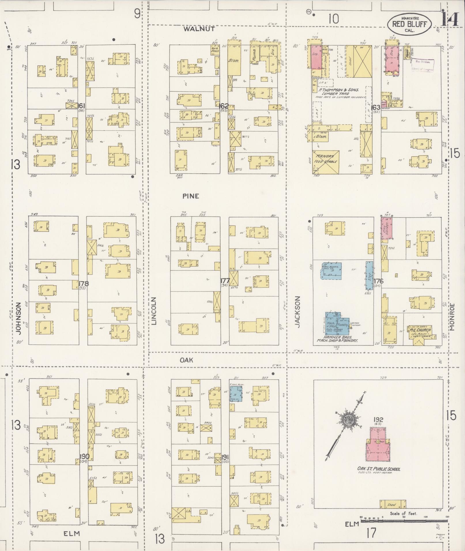 Sanborn Fire Insurance Map from Red Bluff, Tehama County, California (1912), Sheet #0014 - Complete Map Set gallery image, historic Sanborn map, vintage wall art, California California