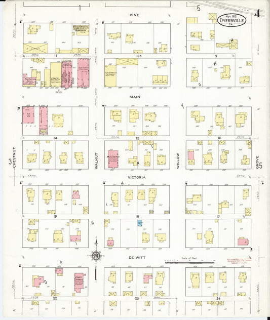 Sanborn Fire Insurance Map from Dyersville, Dubuque County, Iowa (1915), Sheet #0004 - Historic Sanborn Fire Insurance Map Print, vintage old map wall art