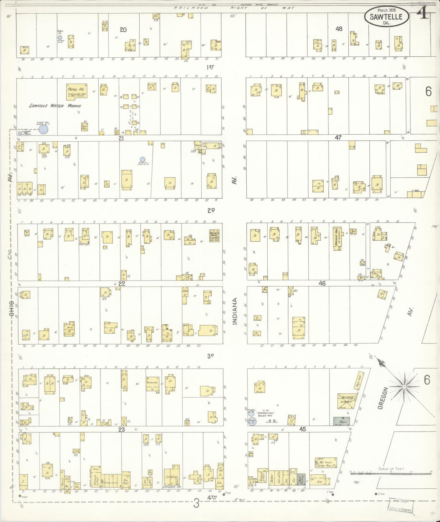 Sanborn Fire Insurance Map from Sawtelle, Los Angeles County, California (1905), Sheet #0004 - Complete Map Set gallery image, historic Sanborn map, vintage wall art, California California