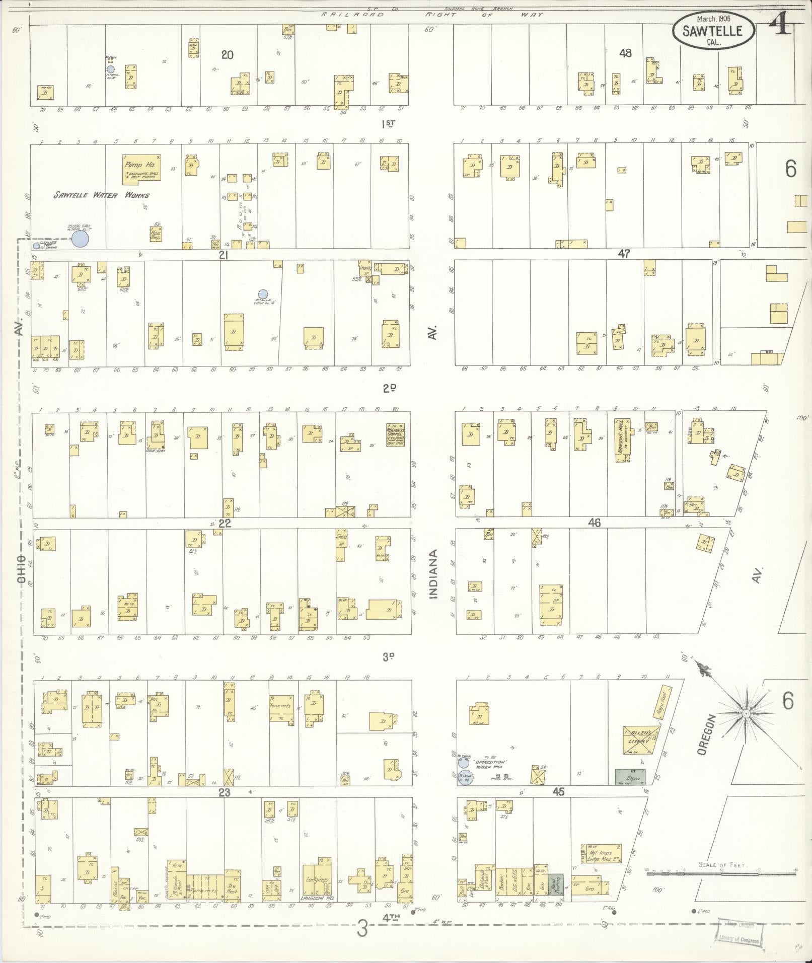 Sanborn Fire Insurance Map from Sawtelle, Los Angeles County, California (1905), Sheet #0004 - Complete Map Set gallery image, historic Sanborn map, vintage wall art, California California