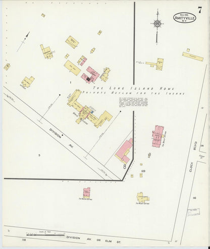 Sanborn Fire Insurance Map from Amityville, Suffolk County, New York (1915), Sheet #0007 - Complete Map Set gallery image, historic Sanborn map, vintage wall art, New York New York