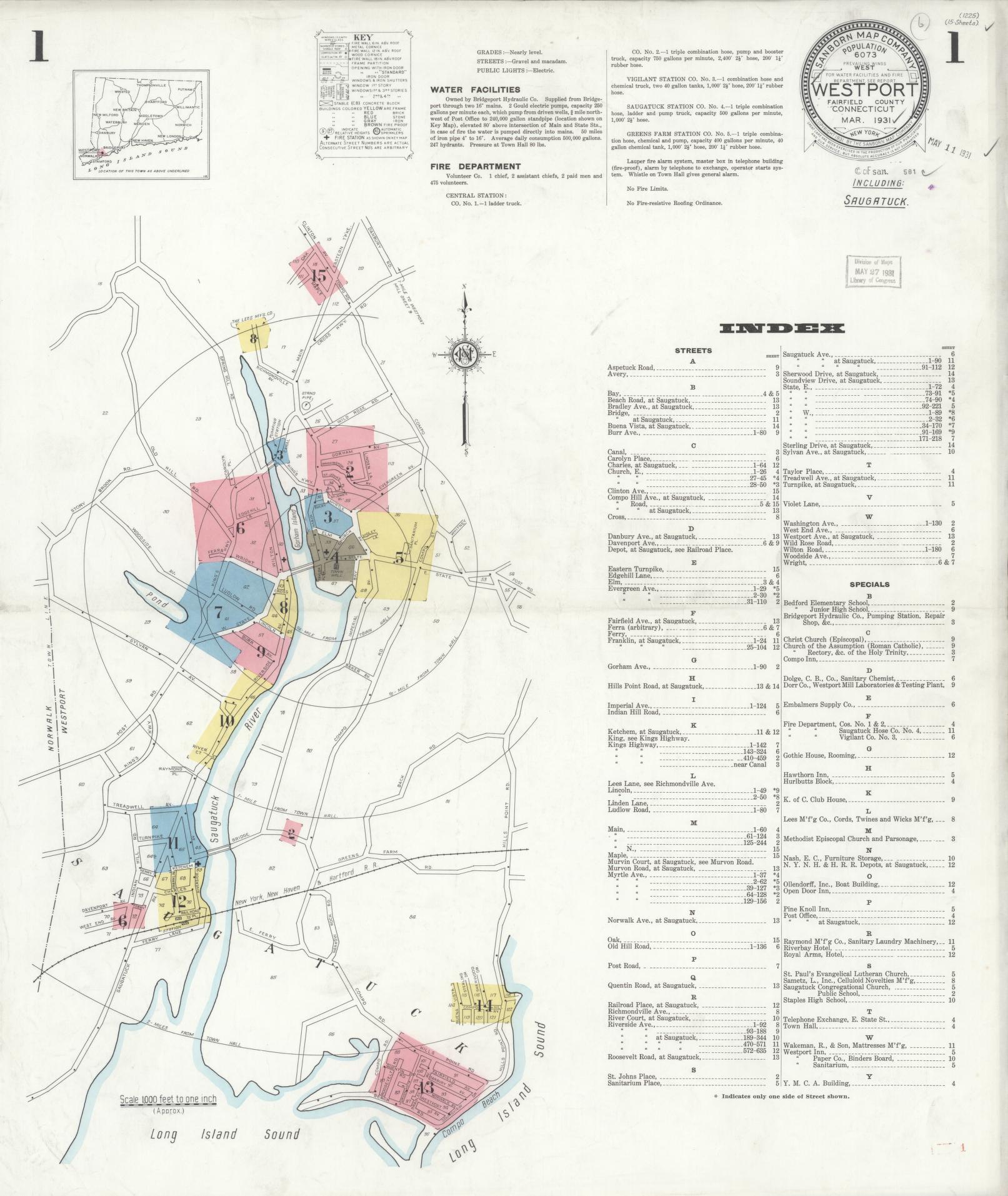Sanborn Fire Insurance Map from Westport, Fairfield County, Connecticut. (1931) – Historic Sanborn Fire Insurance Map Print