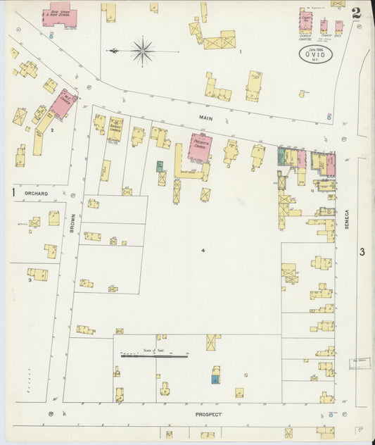 Sanborn Fire Insurance Map from Ovid, Seneca County, New York (1906), Sheet #0002 - Historic Sanborn Fire Insurance Map Print, vintage old map wall art, antique decor, genealogy gift, New York New York map