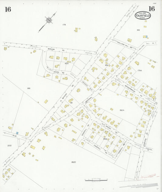 Sanborn Fire Insurance Map from Fairfield, Fairfield County, Connecticut (1930), Sheet #0016 - Historic Sanborn Fire Insurance Map Print, vintage old map wall art, antique decor, genealogy gift, Connecticut Connecticut map