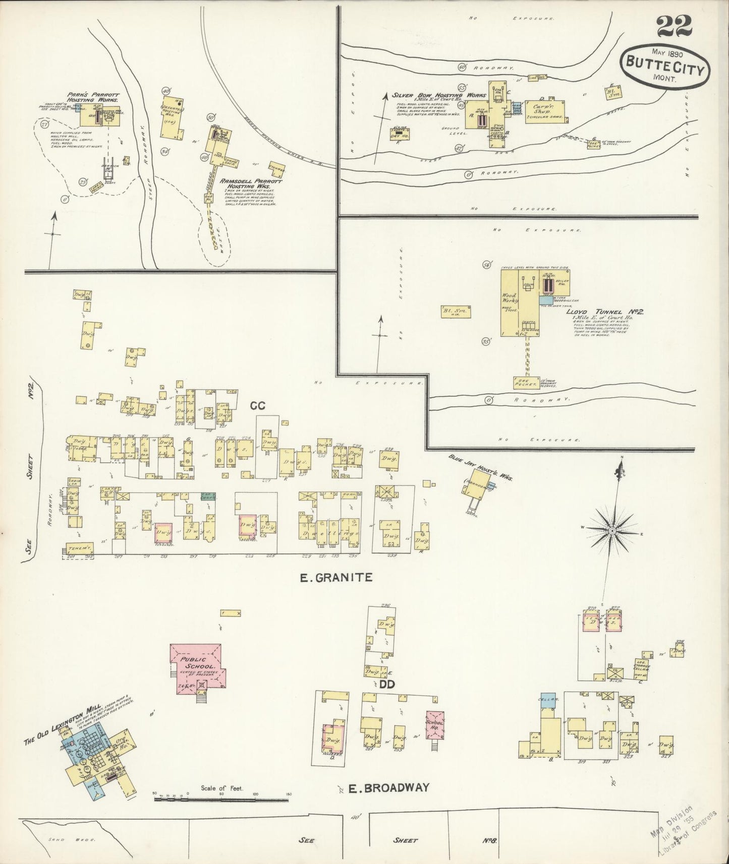 Sanborn Fire Insurance Map from Butte, Silver Bow County, Montana (1890), Sheet #0022 - Complete Map Set gallery image, historic Sanborn map, vintage wall art, Montana Montana