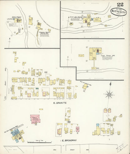 Sanborn Fire Insurance Map from Butte, Silver Bow County, Montana (1890), Sheet #0022 - Complete Map Set gallery image, historic Sanborn map, vintage wall art, Montana Montana