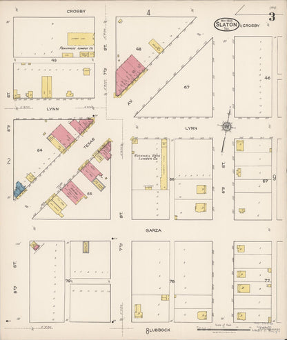 Sanborn Fire Insurance Map from Slaton, Lubbock County, Texas (1922), Sheet #0003 - Complete Map Set gallery image, historic Sanborn map, vintage wall art, Texas Texas