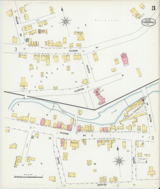 Sanborn Fire Insurance Map from Cornwall, Orange County, New York (1900), Sheet #0003 - Historic Sanborn Fire Insurance Map Print, vintage old map wall art, antique decor, genealogy gift, New York New York map