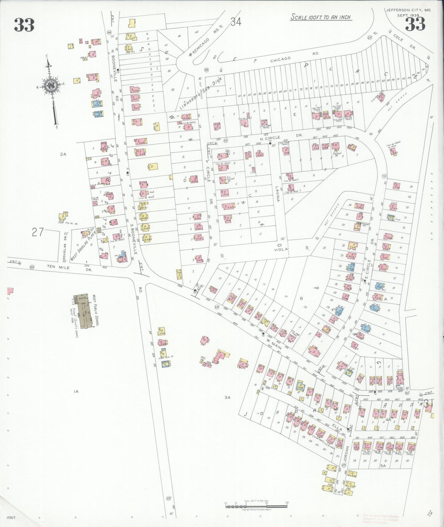 Sanborn Fire Insurance Map from Jefferson City, Cole County, Missouri (1939), Sheet #0033 - Historic Sanborn Fire Insurance Map Print, vintage old map wall art, antique decor, genealogy gift, Missouri Missouri map