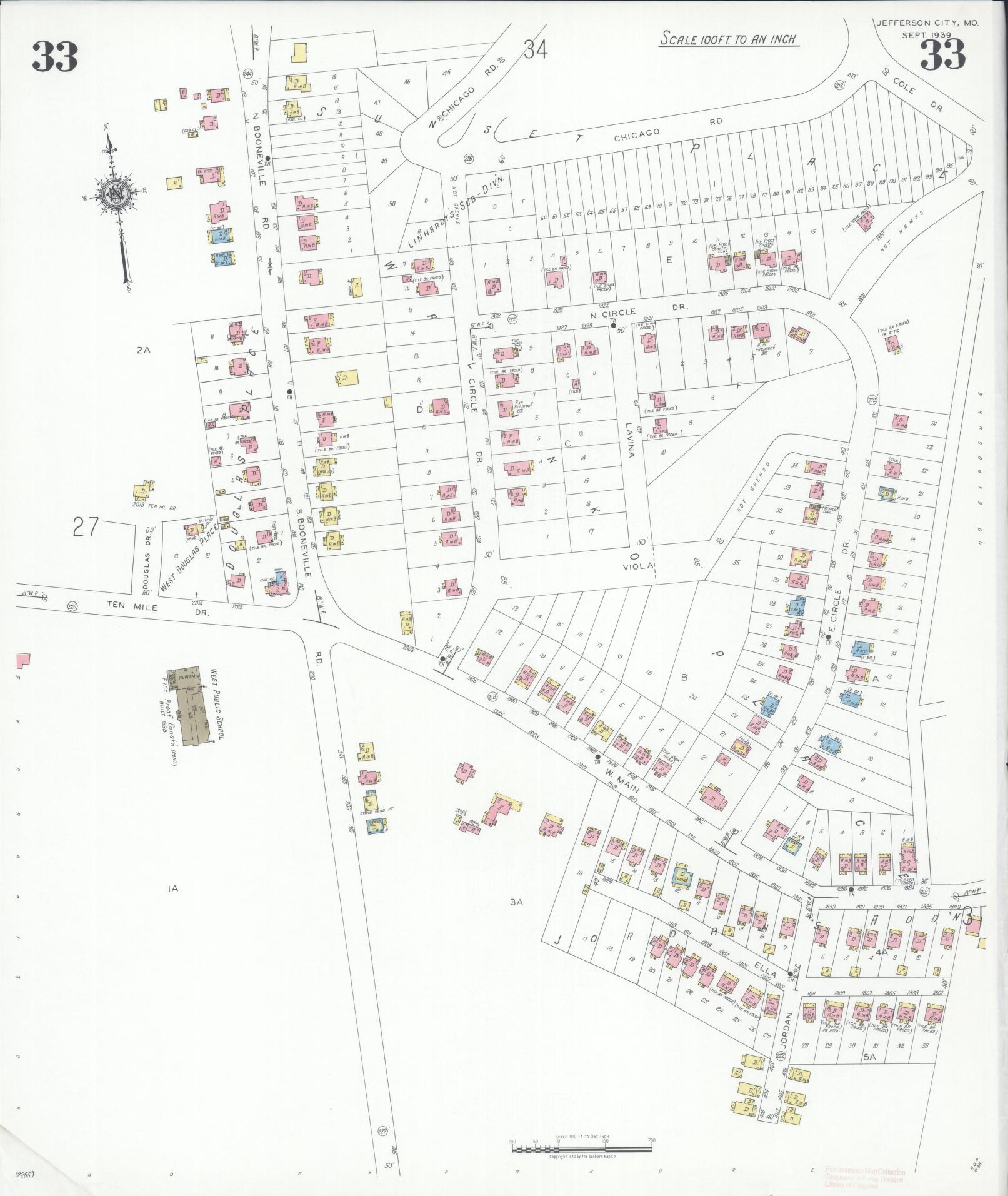 Sanborn Fire Insurance Map from Jefferson City, Cole County, Missouri (1939), Sheet #0033 - Historic Sanborn Fire Insurance Map Print, vintage old map wall art, antique decor, genealogy gift, Missouri Missouri map