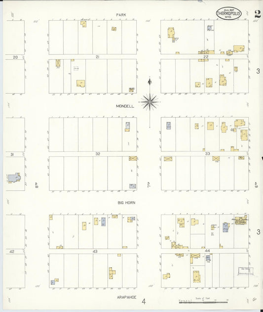Sanborn Fire Insurance Map from Thermopolis, Hot Springs County, Wyoming (1907), Sheet #0002 - Historic Sanborn Fire Insurance Map Print, vintage old map wall art, antique decor, genealogy gift, Wyoming Wyoming map
