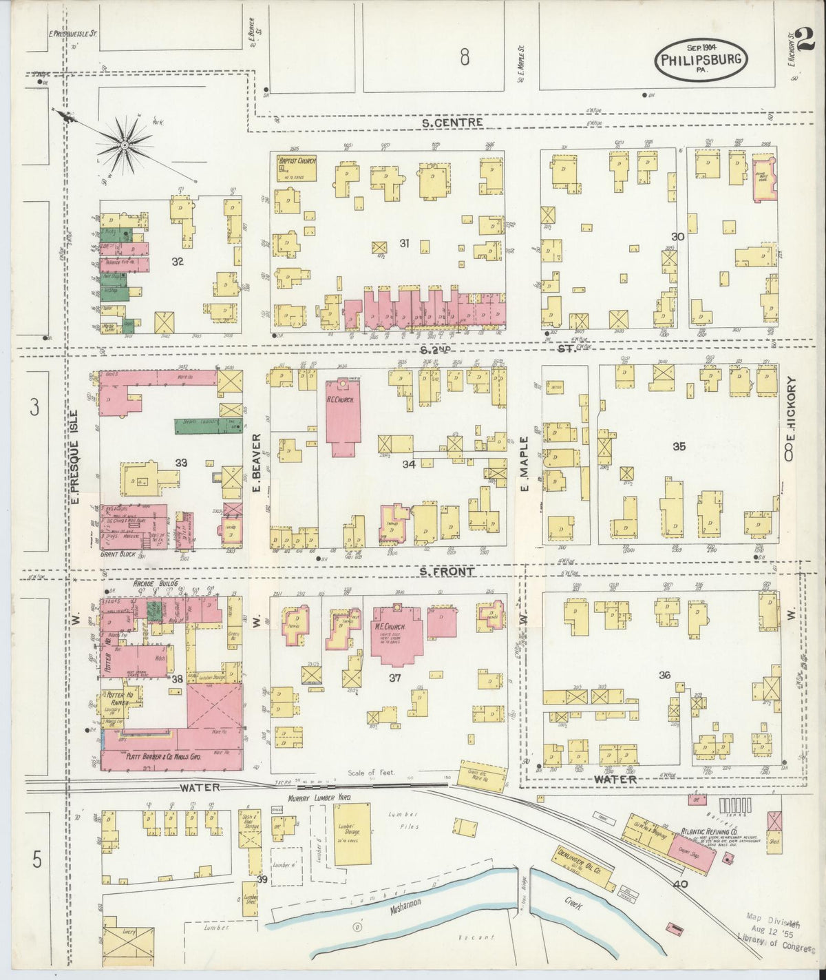 Sanborn Fire Insurance Map from Philipsburg, Centre County, Pennsylvania (1904), Sheet #0002 - Historic Sanborn Fire Insurance Map Print, vintage old map wall art, antique decor, genealogy gift, Pennsylvania Pennsylvania map