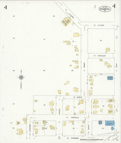 Sanborn Fire Insurance Map from Newberg, Yamhill County, Oregon (1929), Sheet #0004 - Complete Map Set gallery image, historic Sanborn map, vintage wall art, Oregon Oregon
