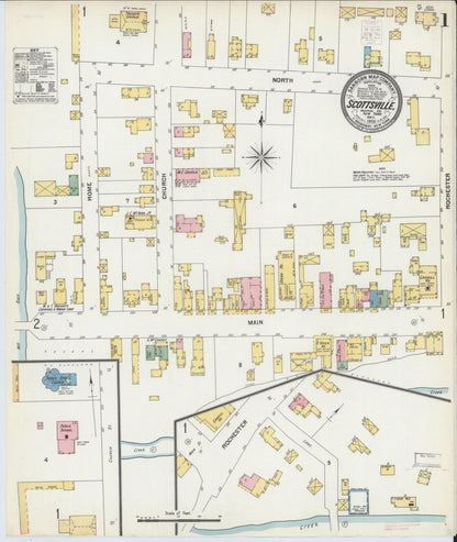 Sanborn Fire Insurance Map from Scottsville, Monroe County, New York (1903), Sheet #0001 - Historic Sanborn Fire Insurance Map Print, vintage old map wall art, antique decor, genealogy gift, New York New York map